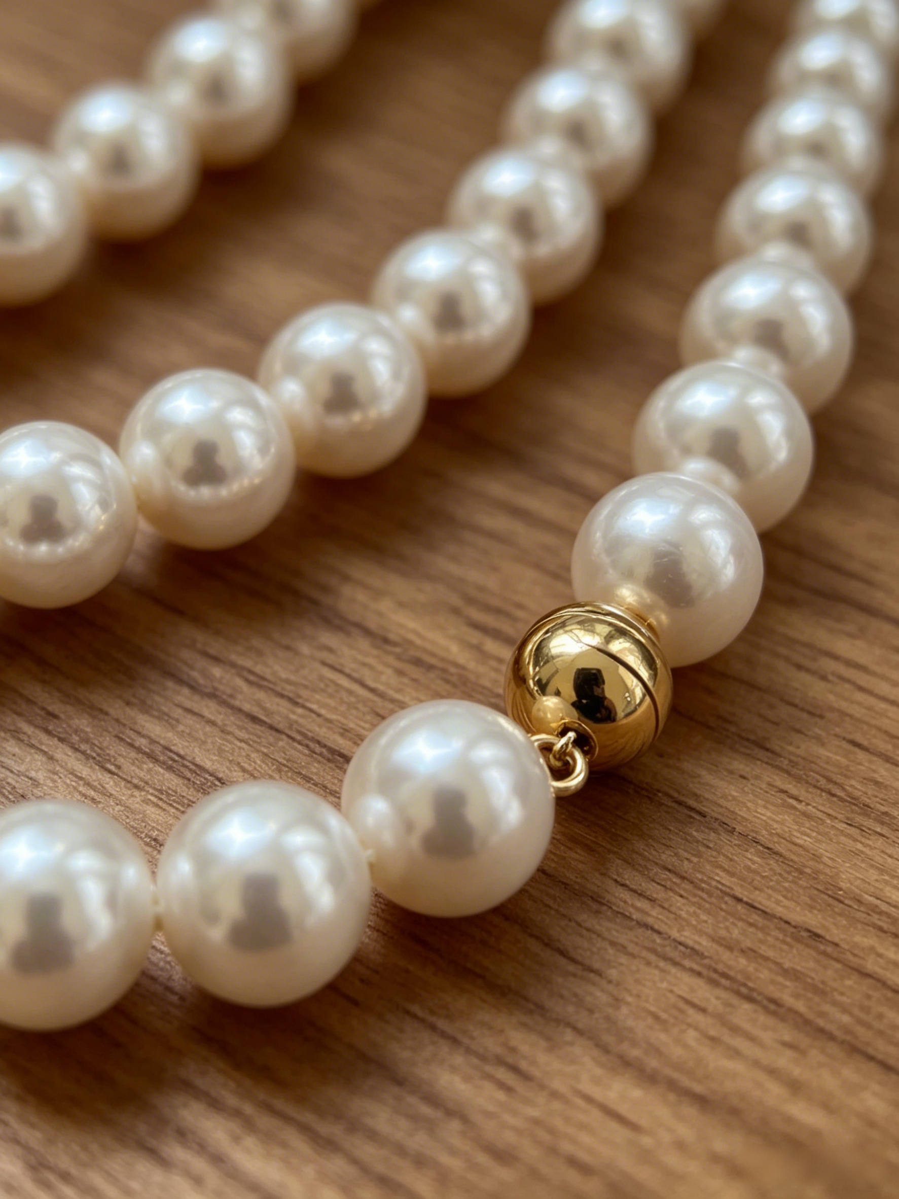 14K Gold Filled Magnetic Ball Asymmetric Pearl Necklace