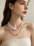 14K Gold Filled Magnetic Ball Asymmetric Pearl Necklace