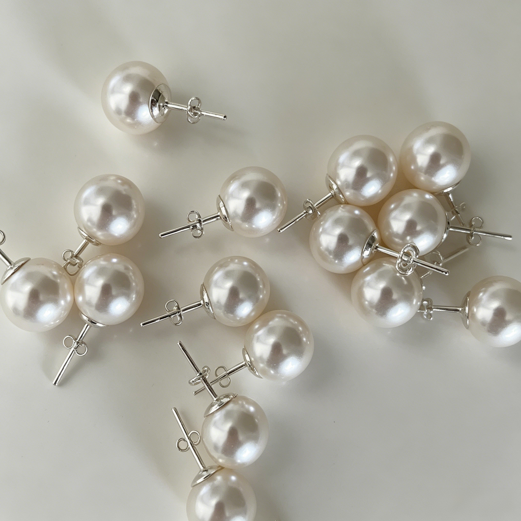 10mm Swarovski Crystal Pearl Stud Earrings in 925 Sterling Silver