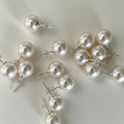 10mm Swarovski Crystal Pearl Stud Earrings in 925 Sterling Silver