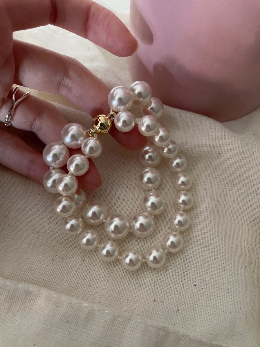French Double-Layer Pearl Knot Bracelet