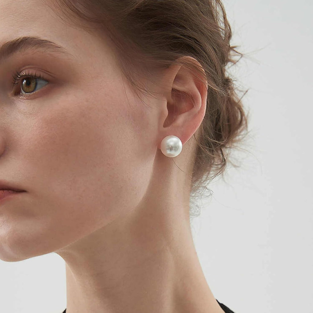 10mm Swarovski Crystal Pearl Stud Earrings in 925 Sterling Silver