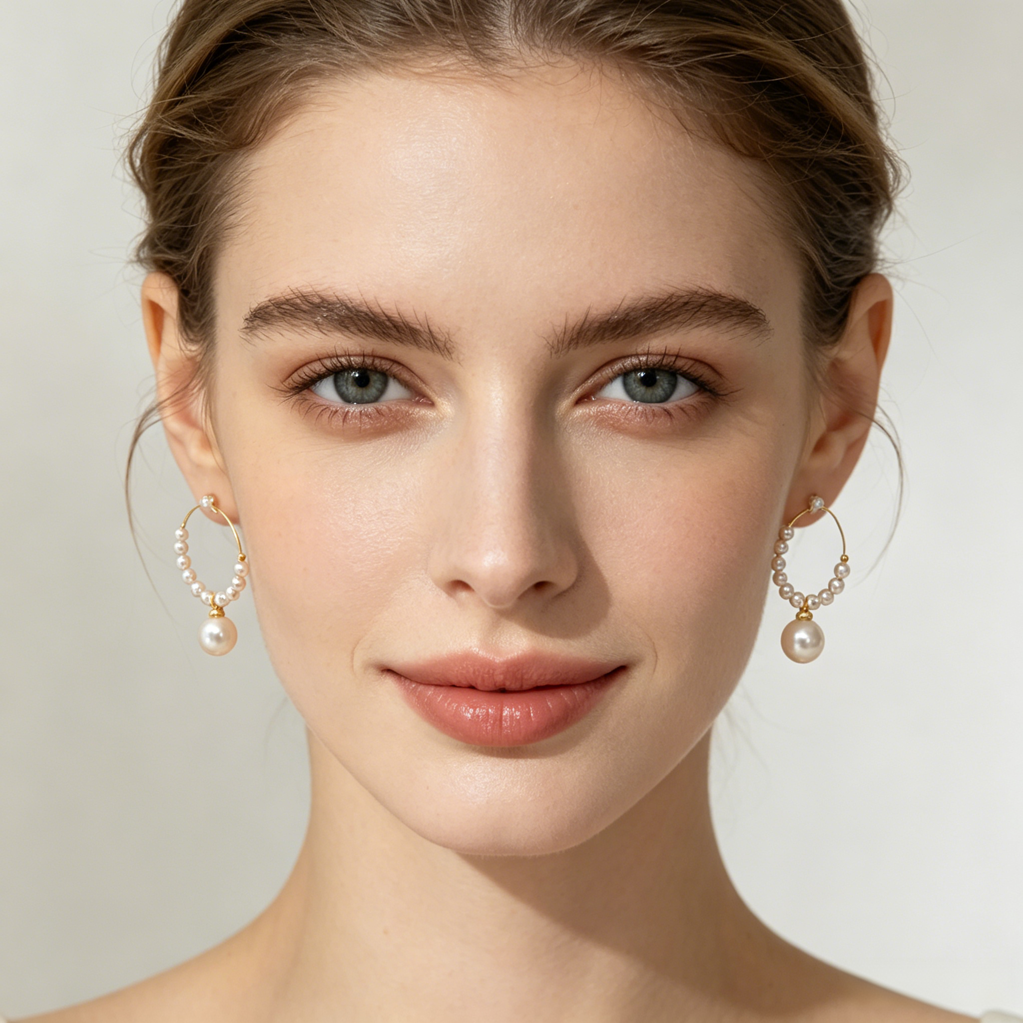 14K Gold Filled Swarovski Crystal Pearl C-Hoop Earrings