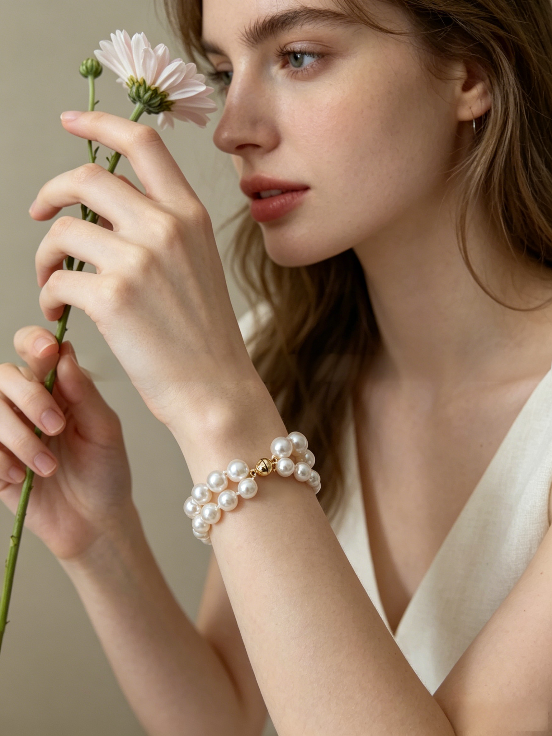 French Double-Layer Pearl Knot Bracelet
