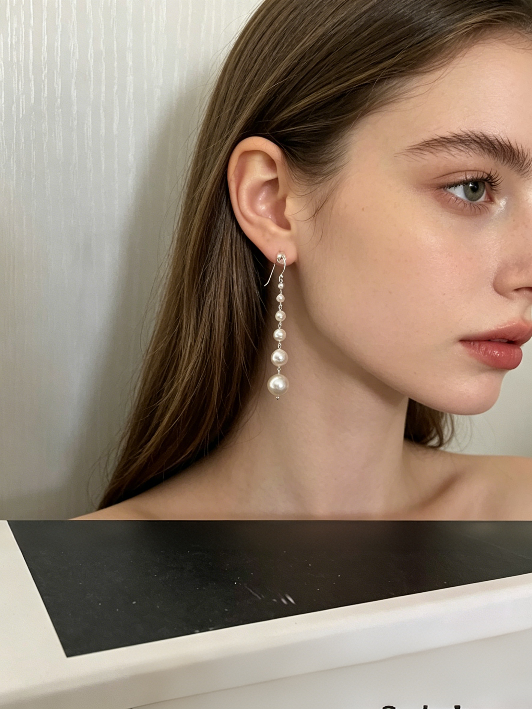 925 Sterling Silver Graduated Pearl Drop Statement Earrings