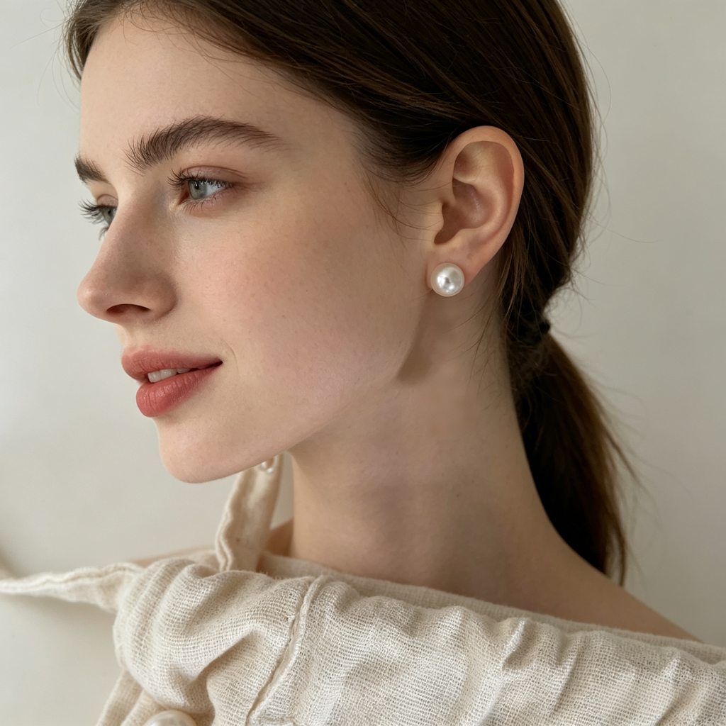 10mm Swarovski Crystal Pearl Stud Earrings in 925 Sterling Silver