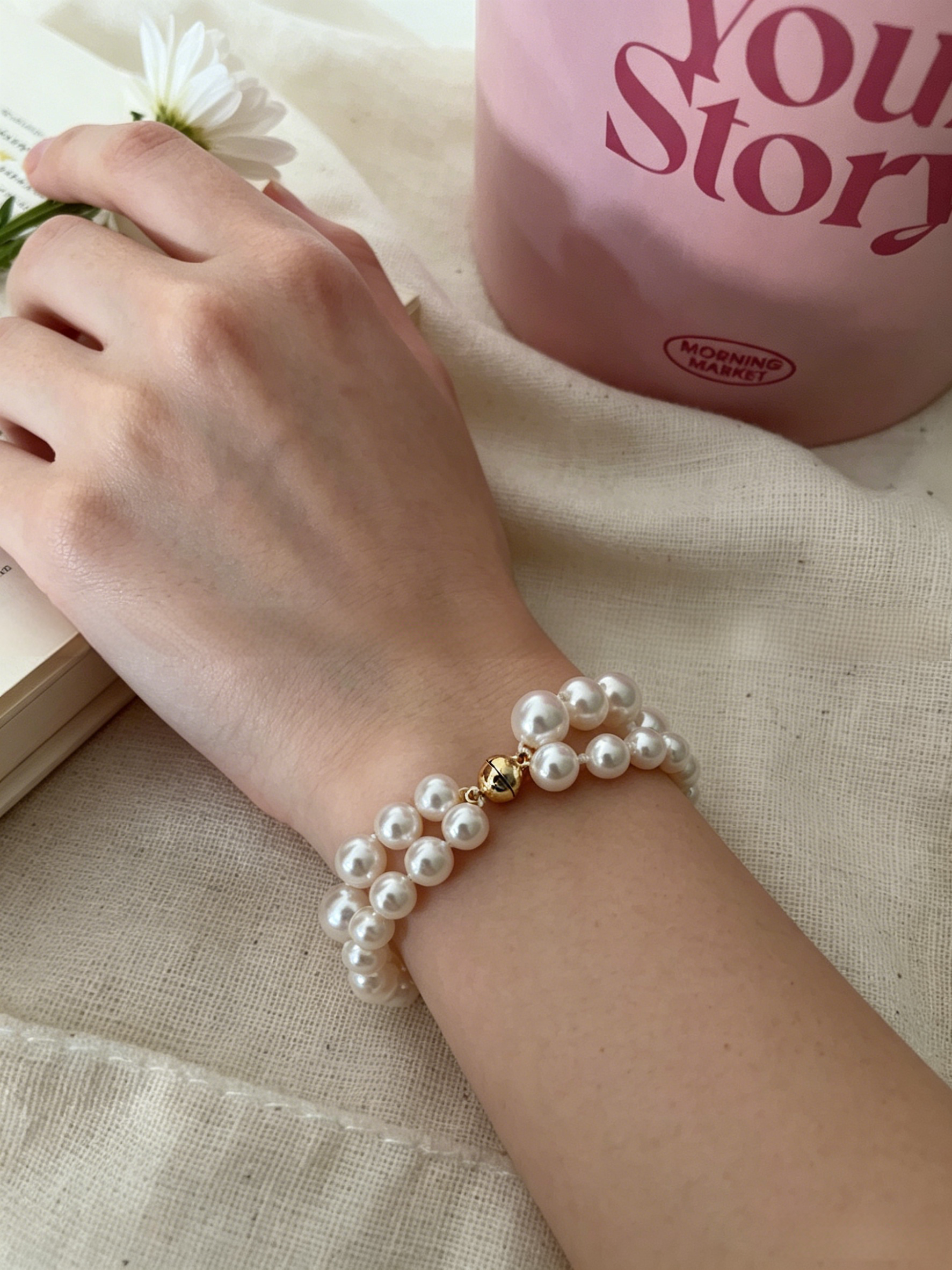 French Double-Layer Pearl Knot Bracelet