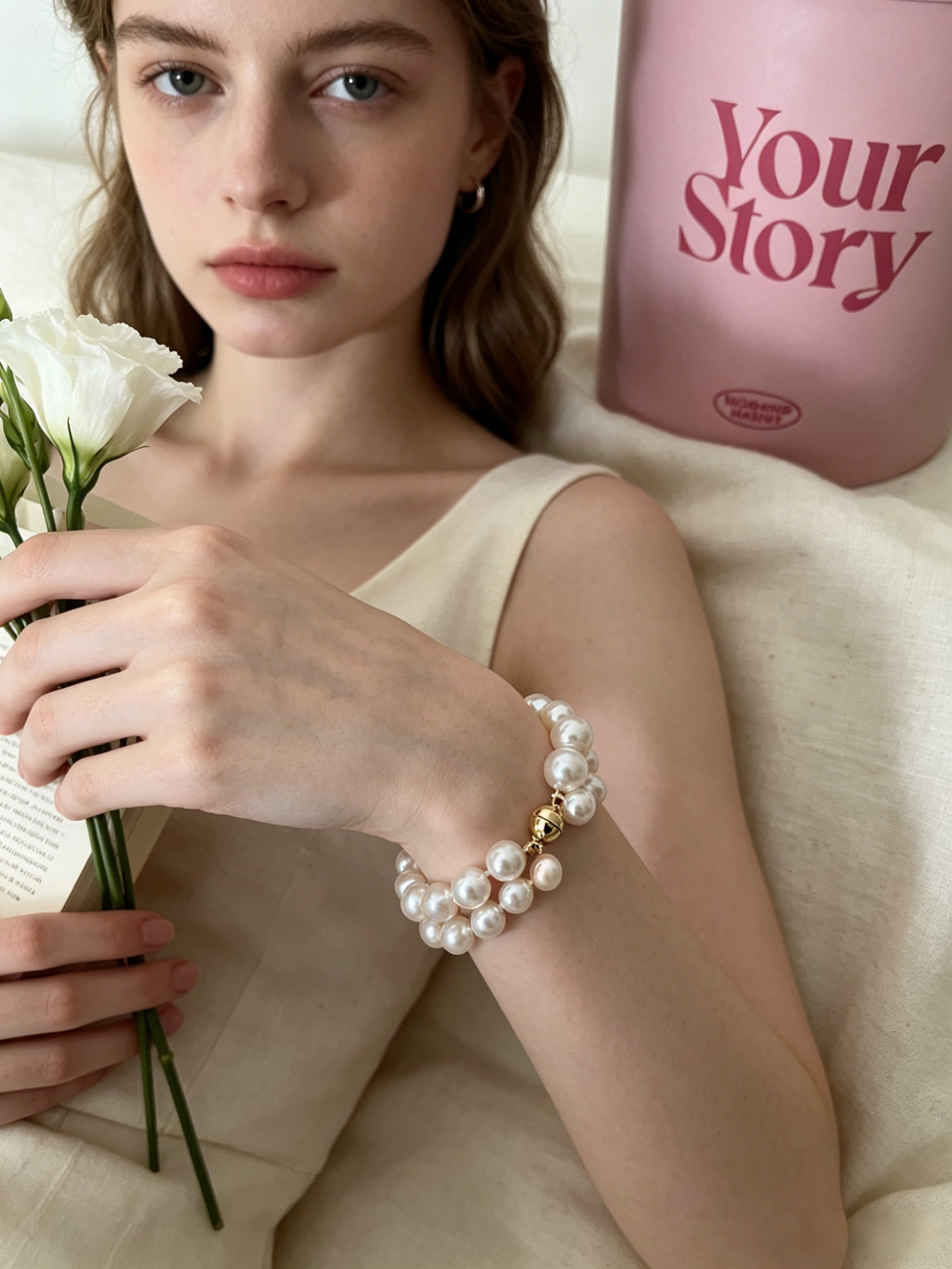 French Double-Layer Pearl Knot Bracelet