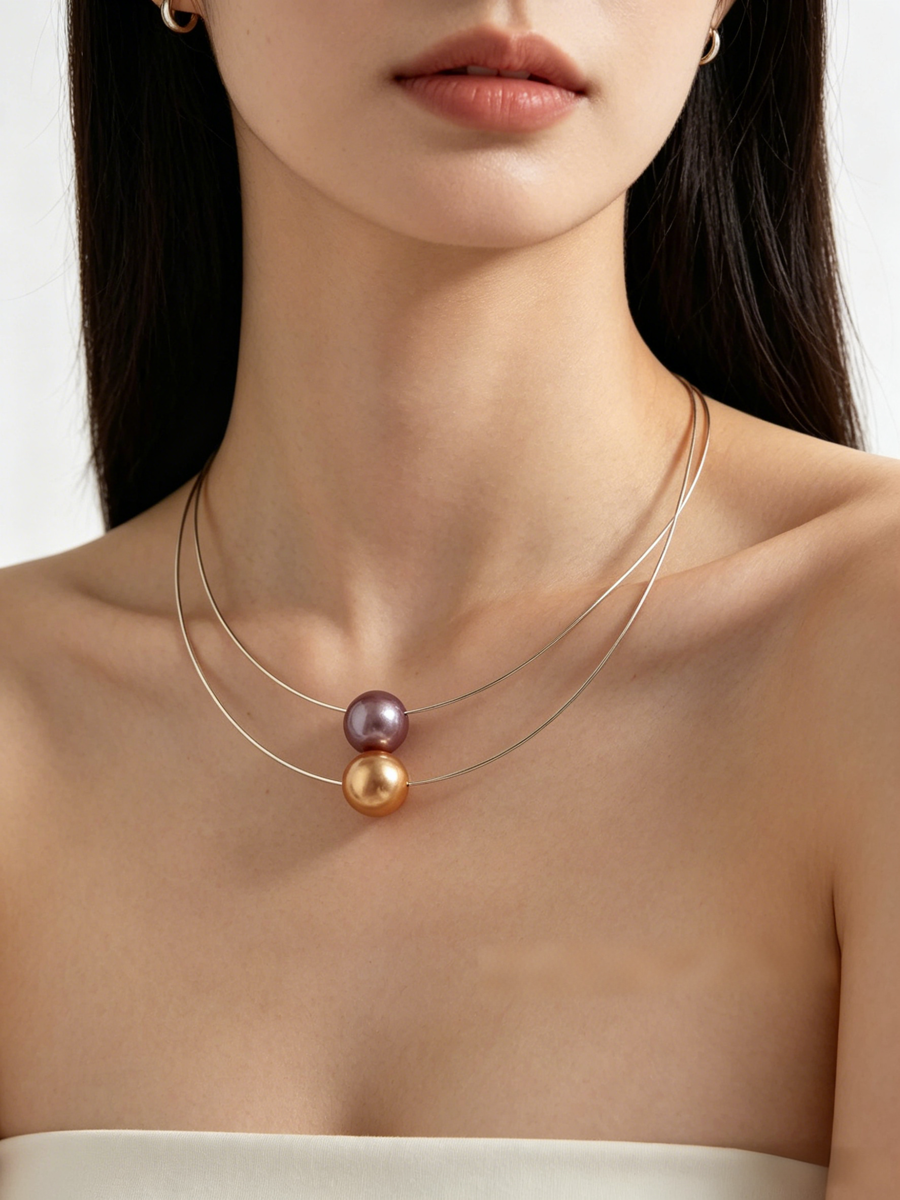 925 Sterling Silver Iridescent Baroque Pearl Choker Necklace