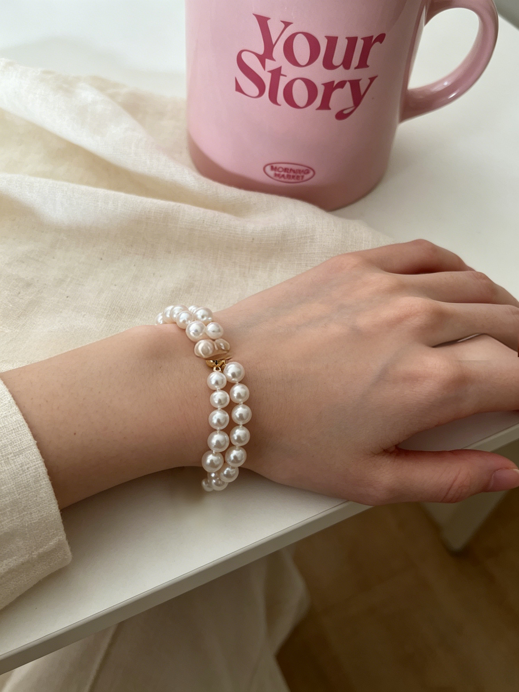 French Style Layered Pearl Bracelet for Women