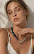 Turquoise & Natural White Pearl Contrast Necklace