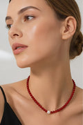 Natural Red Agate Round Bead Necklace