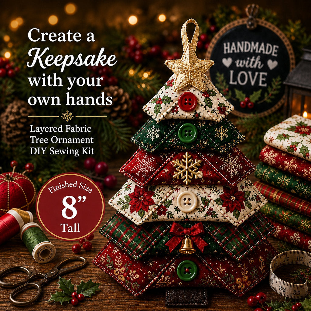 🔥Last Day BUY 2 GET 1 FREE ⭐Layered Fabric Tree Ornament DIY Sewing Kit | Beginner Friendly Handmade Seasonal Decor Gift