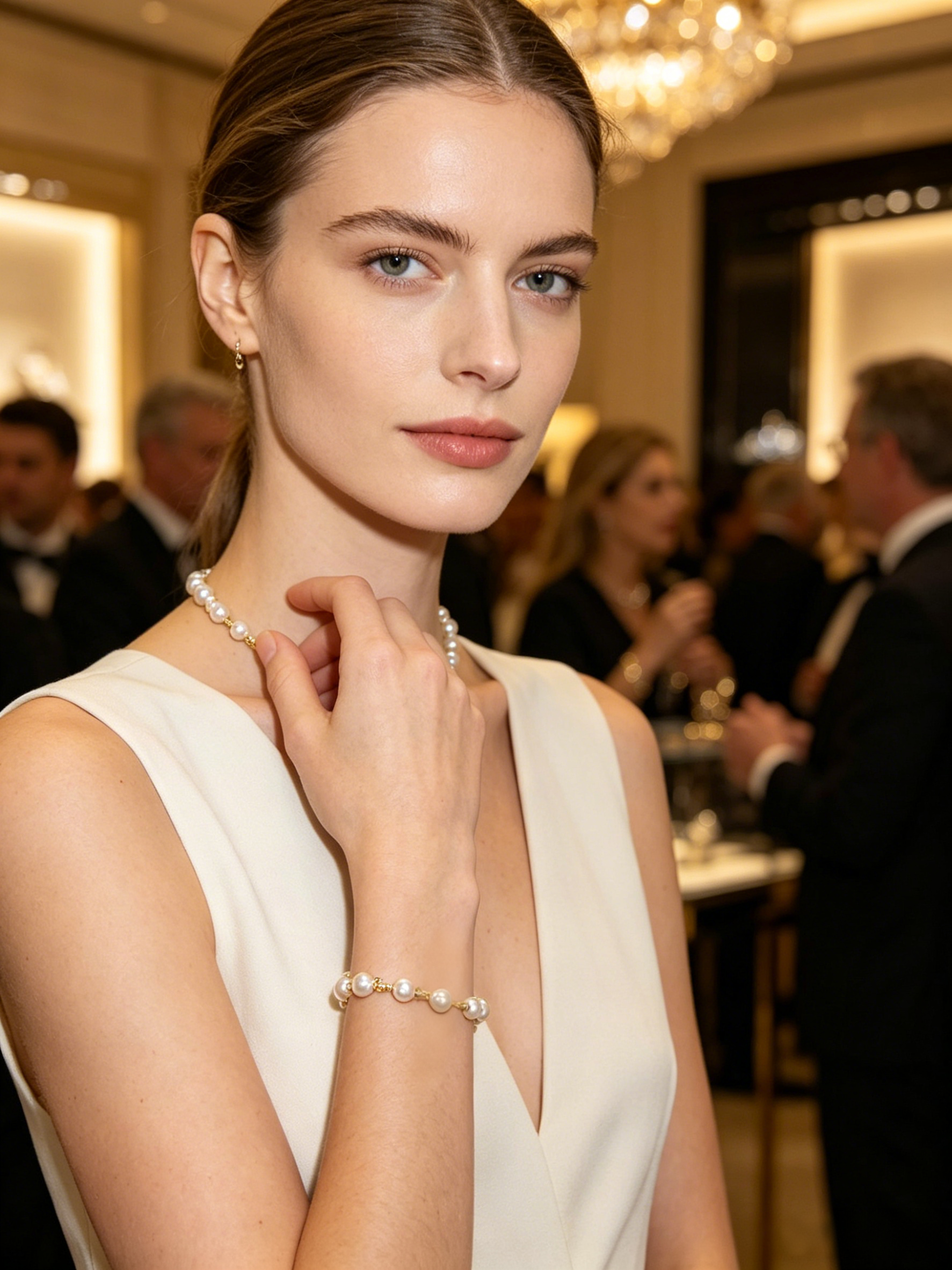Delicate Pearl Chain Bracelet, Silver Gold Plated