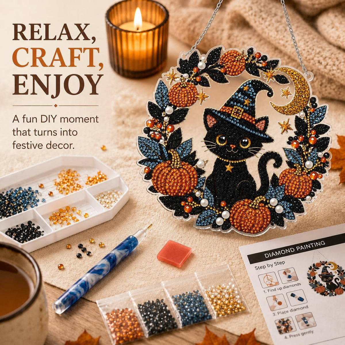 Sparkle & Craft: All-in-One Diamond Art Wreath Kit for Creative Gift-Giving 🖌️✨