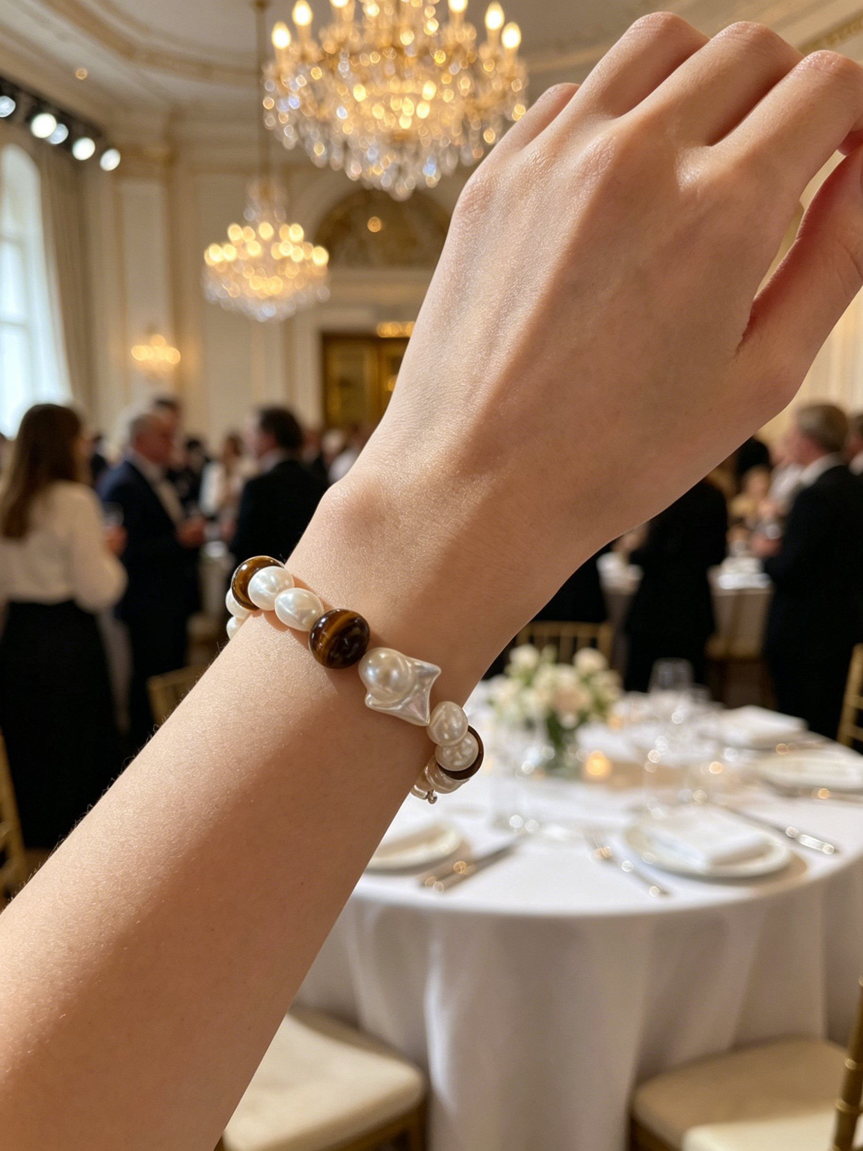 Vintage Amber Tone Baroque Pearl Bracelet