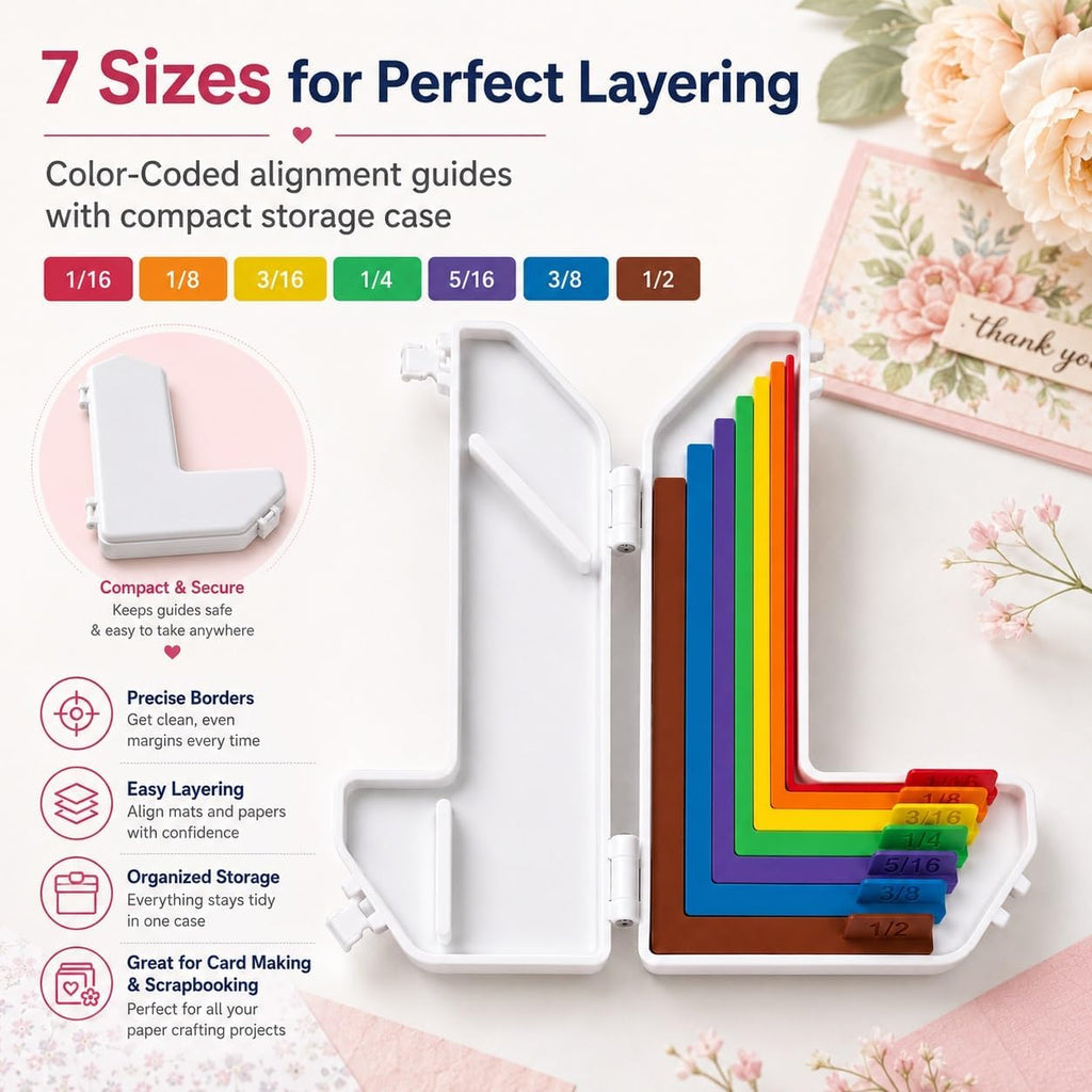 🌈Master Your Paper Crafts: 7-Piece L-Shaped Alignment Tool Kit 🌈✂️