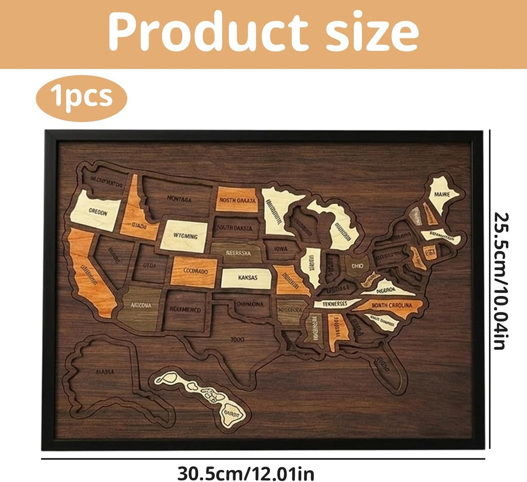 🔥Limited 49% off - USA Wooden Travel Map Puzzle for Adventure Lovers