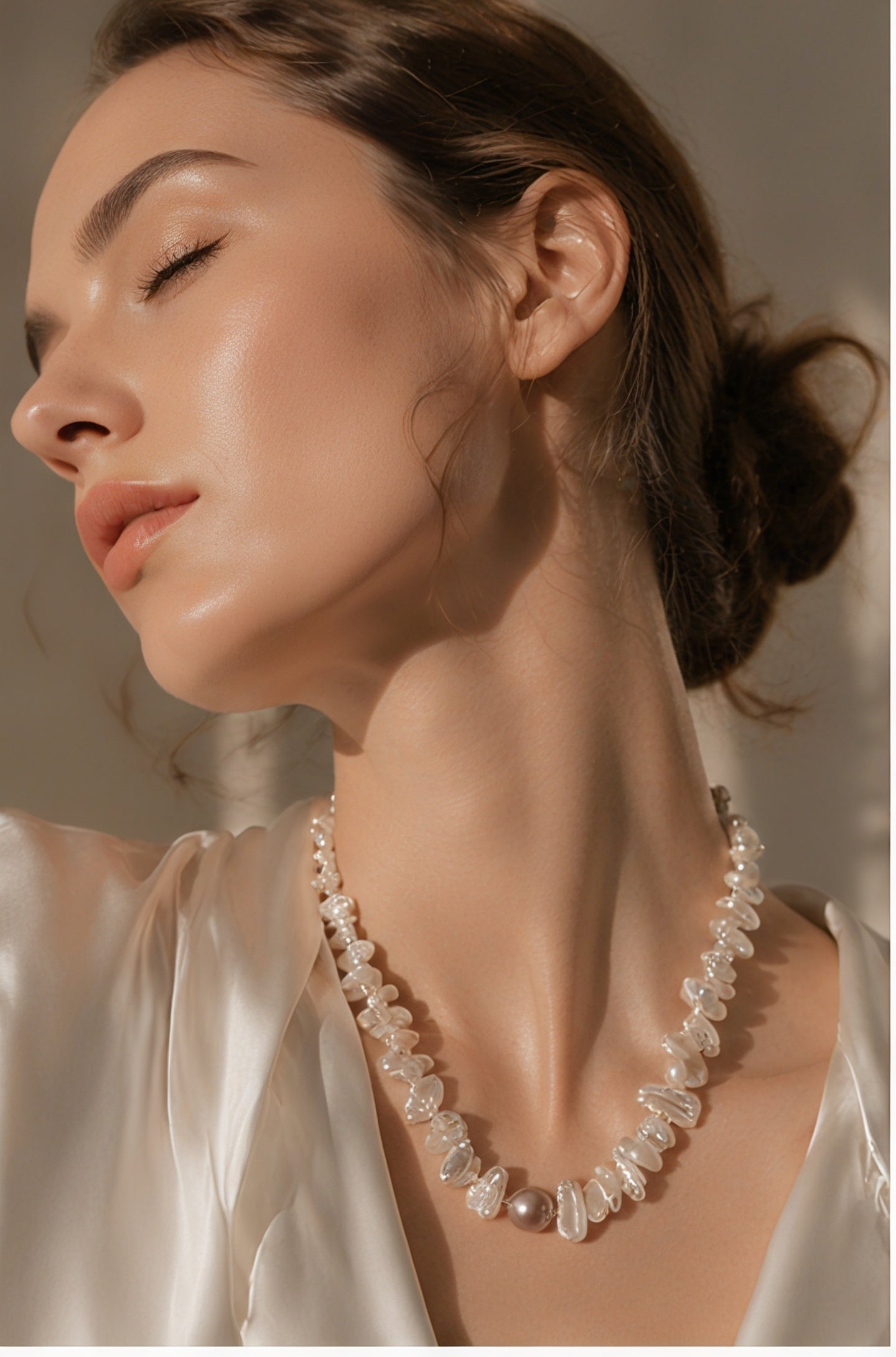 Baroque "Sunflower" Petal Pearl Necklace with Mystic Centerpiece