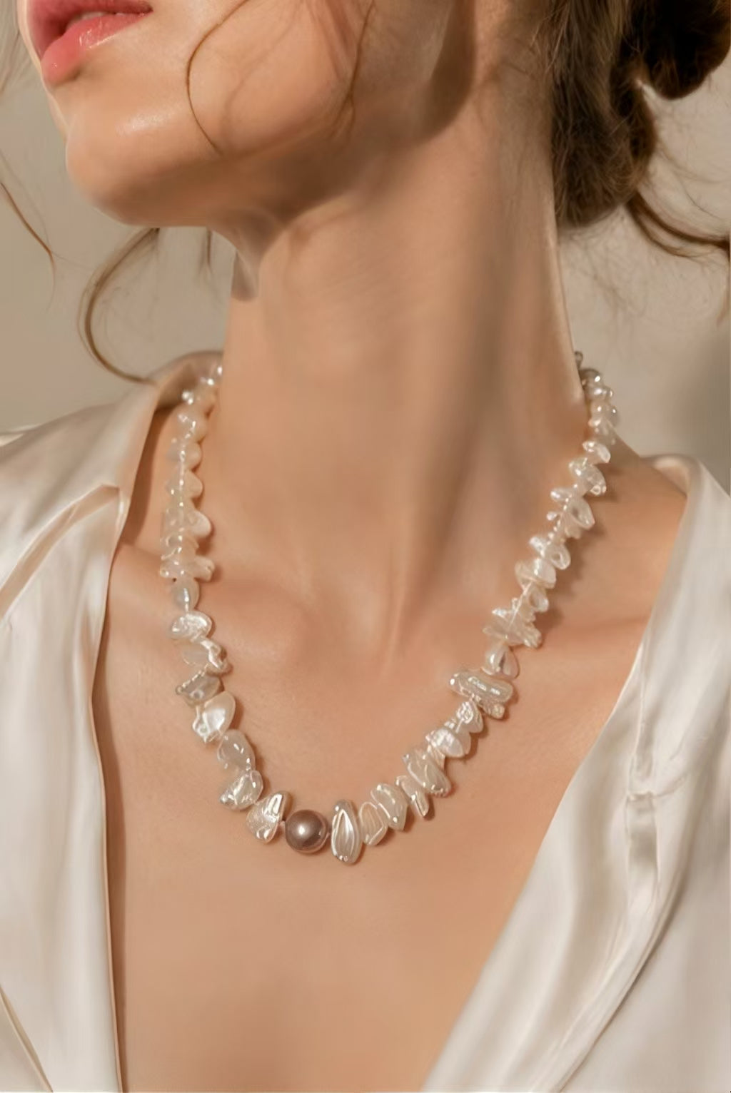 Baroque "Sunflower" Petal Pearl Necklace with Mystic Centerpiece