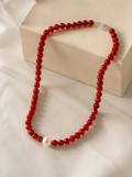Red Agate Round Disc Necklace (41cm)