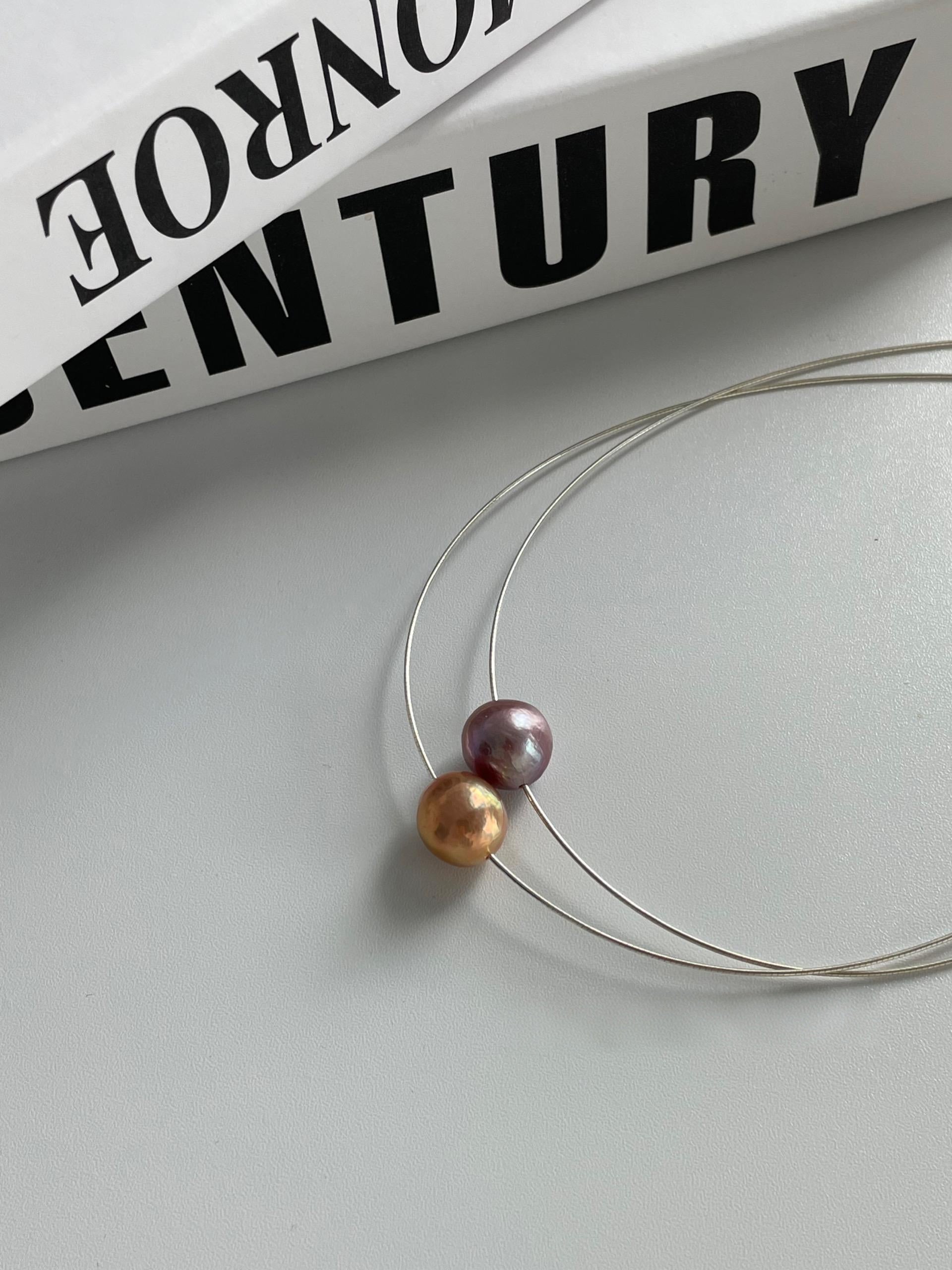 925 Sterling Silver Iridescent Baroque Pearl Choker Necklace
