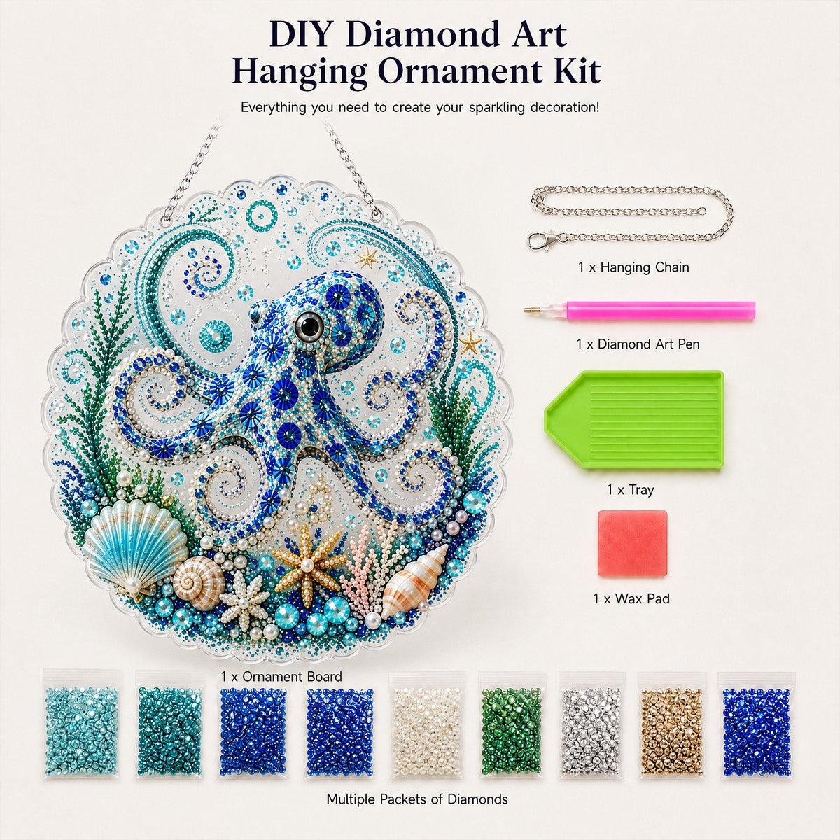 Ocean Pearl Art DIY Hanging Kit 🌊✨ – Calming Beaded Suncatcher Craft for Beach‑Lover Home Décor